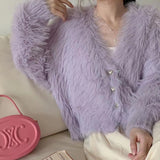 Autumn And Winter Small Fragrant Knitted Cardigan Women's Plush Coat Atmosphere Soft Finish Imitation Marinade Candy Sweet Sweater
