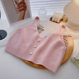 KANING Korean Version Of Sling Knitted Vest 2026 Autumn New V-Neck Vest Folded Knitted Shirt
