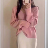 KANING Gentle Wind Age Reduction V Collar Knitted Knitted Women 2026 Autumn And Winter New Loose Lazy Inside Sweater