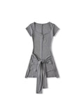Hottie Sexy Deep V Girl Summer Slimming Waist Belt Short Dress