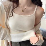 KANING Plus Velvet Sling Vest Women In Autumn And Winter Wearing A White Bra And Bottom Shirt Thicken One Warm Vest