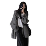 KANING Solid-Colored Large Pocket Knitted Cardigan 2026 Autumn New Lazy Sweater Jacket
