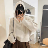KANING Korean Design Zipper Knitted Cardigan Women's Autumn New Loose Casual Short Sweater Jacket