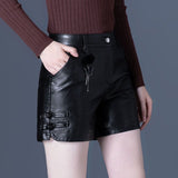 2025 Autumn And Winter New Fashion High-Waist PU Leather Pants Wide Leg Trousers Women Feel Loose Air Casual Trousers