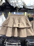 Autumn And Winter Loose Waist Corduroy Short Skirt Girl Lotus Leaf Cake Half-Dress Babes Thin A Word Fluffy Skirt