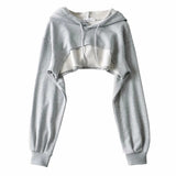 Black And White Hooded Long-Sleeved Jacket Short Autumn Women's New Design Sense Niche Hairy Irregular Tops