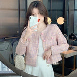 2026 Spring And Autumn New Small Fragrant Style Short Coarse Flowers Coat Women's Long-Sleeved Senior Sense Of French Thin Top