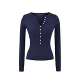 Sweater Women's Autumn/Winter Slot High-End Sleeve Long Sleeve V-Necked Knitted Women's Sweater