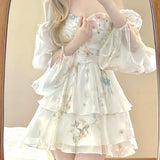 [ Chiffon Fabric + Ribs] French Dress 2025 New Fashion Women's Floral Skirt