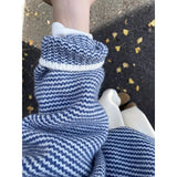KANING Blue Wave Striped Knitwear 2026 Autumn And Winter New Lazy Wind Collar Bump Color Retro Sweater Woman