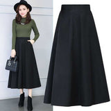 Autumn And Winter Pure Color Hair, The Half-Dress Skirt Big Swing Skirt High-Rise Long Dress Skirt Skirt Skirt