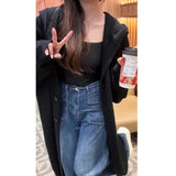 KANING Korean Languid Hooded Long Over-Knee Knitted Cardigan Women's Winter Dress Thick Loose Thin Coat