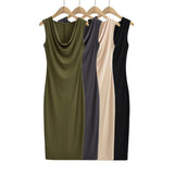 Spice Girls Autumn New Fashion After The Opening Fork Collar Long Dress Sleeveless Vest Long Skirt Waist Thin