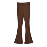 New Babes Knitted Horns Slim Trousers High-Rise Elastic Trousers Women