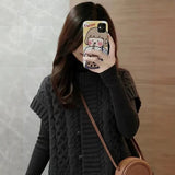 LEKA Senior Sense Shoulder Cardigan Knitted Vest Women's Autumn And Winter New Design Feel Chic Sleeveless Top