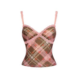 Fashiony Pink Lace Sling Vest Women's Summer New Body-Repair Shoulder-To-Shoulder Temperament