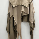 The Essence Of Falling Wasteland Wind Spliced Lotus Edge Mesh Elastic Rivet Design Irregular Skirt