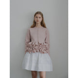 Multiplication Lotus Leaf-Side Spliced Folded Long-Sleeved Knitted Jersey Autumn And Winter Korean Version Of Lean Heavy Industry White-Collar Knitted Top