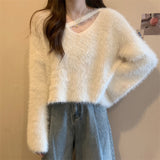 KANING Imitation Water Stinger Soft Glutinous Design Sweater 2026 Autumn And Winter New Simple Horse Sea Hair Sweater Female