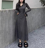 Autumn And Winter 2025 New French Temperament Black Dress Bottom Sweater Skirt Girl Small Knitted Dress