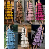 Fashion Thin Temperament Dress Thousands Of Gold Famous Wind Strapped Sling Heavy Industry Lotus Leaf Side Dress