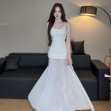 Light Fairy Dress Summer New Cool Art Series Stitching Mesh Knitted Long Skirt
