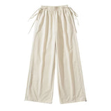 Hottie Summer Personality Strap Fast Dry Pants Loose Broad Leg Trousers Straight Through The Mop Tight Waist Pants