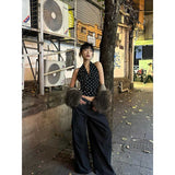 Korean Version Of The Fashion Black Wave Point Sleeveless Sleeve Sling Vest Women's Summer New Slimming Neck Top