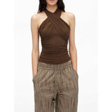 Purely Sexy Hottie Hanging Neck Sling Vest Women Summer New Slim Slim Short Gas Blouse Tide