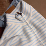 KANING Korean Design With A Sense Of Color Striped Knitted Cardigan 2026 Autumn And Winter New Collar Zipper Sweater Jacket
