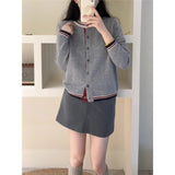 KANING British Collar Knitted Cardigan Women 2026 Autumn New Loose Thin Blouse Sweater Outside