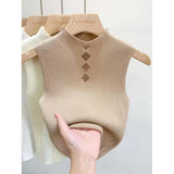 Sexy Bottom Knitted Small Vest Woman Inside And Outside Wearing French Chic Sweet Hottie Tight Short Sleeveless Top