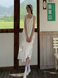 White Suspension Summer 2025 New Small Fresh Butterfly Teling Mid-Long First Love Dress Dress Woman