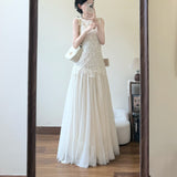 2026 Summer French Important Occasion Beautiful Dress Light People Gentle Know Wearing Light Apricot Lace Temperament Dress