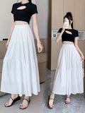 Ins Fashion Folded Lining High-Rise Half-Dress Woman Medium Long Slim Slim Slim Thin Cake Dress Girl