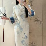 New Chinese Style Plus Velvet Cheongsam Improved Young Print Dress Dress In Autumn And Winter 2025