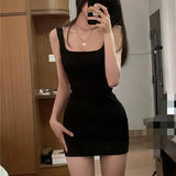 Sexy Hottie Pure Lust Wind Hanging Tie Dress Women's Summer New Vest Waist Small Black Ass Short Skirt