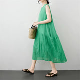 Cotton Linen Dress Women 2026 Summer New Literary And Art Large Size Loose Breathable Sleeveless Pure Linen Dress
