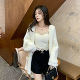 KANING Hooded Imitation Water Velvet Knitted Cardigan 2026 Autumn New Women's Long Languid Sweater Coat