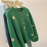 Milk Call Soft Glutinous Glutinous ~ Green Jacket Loose Sweater Women's Autumn And Winter Lazy Sense Of Relaxation
