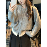 KANING Korean Round-Neck Three-Dimensional Flower Knitted Open Shirt 2026 Autumn And Winter New Lazy Wind Stifling Sweater Jacket