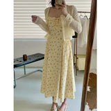 Summer Seaside Holiday Tide 2025 New Summer French High-End Feel Beautiful Temperament Floral Sling Dress Woman