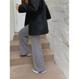KANING Crotch Knitted Broad-Legged Trousers Women 2026 Autumn And Winter High Waist Hanging Mop Lengthened Leisure Straight Pants