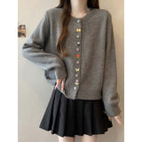KANING Round-Neck Sweet Button Knitted Cardigan 2026 Autumn New Loose Premium Sweater Top Woman