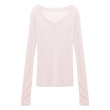 Spice Girls Sexy Slimper V-Neck Knitted T-Shirt Women's New Autumn Sunscreen Shirt Slim Thin Long-Sleeved Top