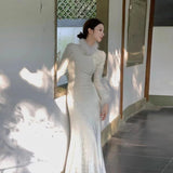 Pupping And A Hipfish-Tailed Cheongsam Long-Sleeved Dress Woman 2025 New Autumn And Winter Sense Small Niche Dress