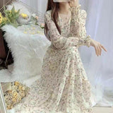 Korean Version Of The New Spring And Autumn Dress Long Sleeves To Show High-Waist Korean Version Of The V-Neck Skirt Broken Snowy Dress Long