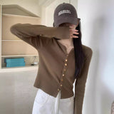 KANING Autumn's New Korean Version Of The Single-D Row Metal Buckle Temperament Knitted Cardigan Women's Short Sweater Coat