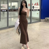 Sexy Pure Desire Sleeveless Dress Slings To Close The Waist-Daughter Summer Hottie Temperament Fishtail Ass Long Dress Female Tide