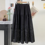 2026 Real Cotton With Lining Embroidery Emptiness Lace Skirt Literary And Artistic Skirt Tight Waist Skirt Summer
